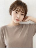 earthショートレイヤーボブミルクティー丸みショートボブ