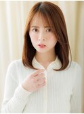 シースルーバング/チョコレートブラウン/内巻きミディアム/20代e
