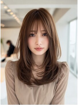ダル 渋谷/表参道(DAL.) 顔周りカットハッシュカットダークブラウンワンホンレイヤー韓国