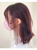 インナーありカシスピンクぶつ切りボブ