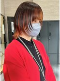#インナーカラー#オレンジカラー#ウルフカット#ブリーチカラー