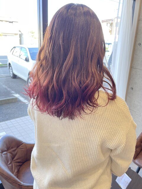 【yuto】裾カラー×ブリーチなしピンク