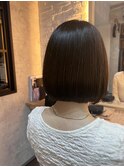 大人可愛い20代30代40代黒髪前下がりショートボブ丸みショート◎