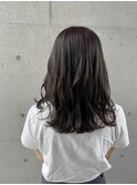 韓国風スタイル グレージュカラーロングくすみカラー透明感