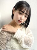 花田ボブ小顔黒髪オリーブグレーココアベージュ下北沢韓国顔周り