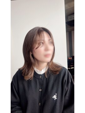 オラプラノ(olaplano) ミディアムレイヤー ピンクベージュ 小顔レイヤー