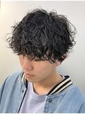 ツイスパセンターパートマッシュ波巻きダウンパーマメンズ目黒