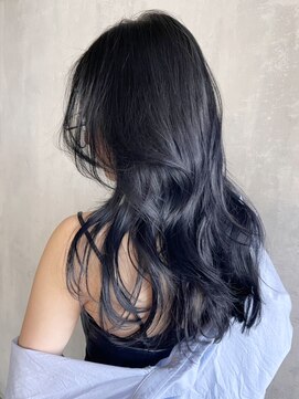 アルバム 渋谷パルコ(ALBUM) ブルーブラックレイヤーカット_グレージュカラーボブ_ba387512