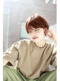 マッシュショート×オレンジベージュ