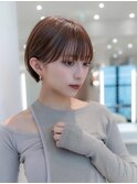 大人かわいい前髪セシルカットココアブラウンフリンジウェーブ