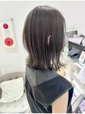 グレージュ/カーキグレージュ/ハイライト/切りっぱなしボブ