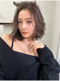 【marfe】ボブ_センターパート_アッシュカラー_ショートボブ