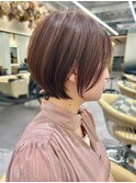 大人可愛い20代30代40代黒髪前下がりショートボブ丸みショート◎