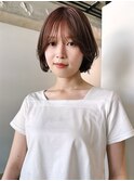 小顔ボブ/顔周りレイヤー/白髪ぼかしハイライトカラー