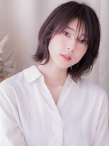 カバーヘア ブリス 上尾西口店(COVER HAIR bliss)&nbsp;斜めバングローライトカラーブリーチなしハッシュカット30代a