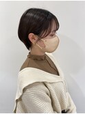 大人可愛いくびれショートボブ×ダークブラウンシースルーバング
