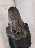 巻き髪ロング　ハイライト　ミルクティーグレージュ