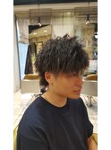 20代30代メンズスパイラルパーマワイルドオシャレ感アッシュ