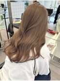 韓国ヘア顔周りレイヤーカット暗めミルクティーベージュ