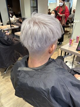 エヌプラス(N+) 黒髪グレーベージュレイヤーロング前髪パーマアッシュブラック