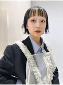 インナーカラー前髪インナーデザインカラー切りっぱなしボブヘア