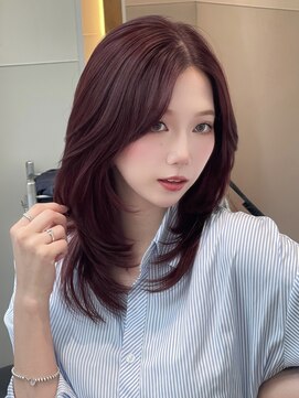 ミディアムレイヤー韓国バーガンディーブラウン