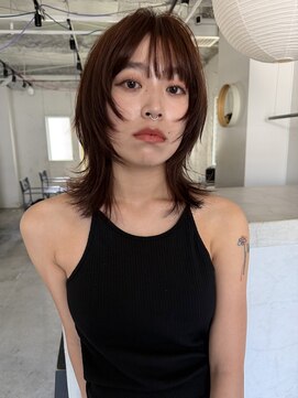 ルーム(Loom.) レイヤーカット ブリーチなしダブルカラー オレンジブラウン
