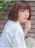 小顔バング エアリーショート アッシュブラウン！