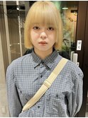 【村上慶登】ブロンドベージュ 切りっぱなしボブ ブリーチ