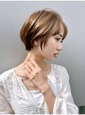 前髪あり耳掛け丸みくびれショートボブ20代30代40代50代(蘭)