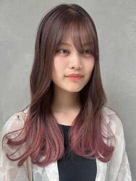 ガーデンヨコハマ(GARDEN YOKOHAMA) グラデーションピンクブラウンデザインセミロング卵型丸型ベース