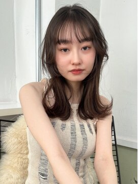 ハニーシブヤ(HONEY shibuya) 姫カットレイヤーフェミニンロング韓国風巻きダークグレージュ3