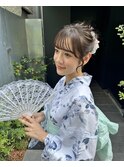 アップヘア　高めアップヘア　お団子ヘア　浴衣ヘア