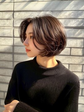 プラス ファースト ヘア(Plus 1st) 内巻きショートボブ×艶カラー