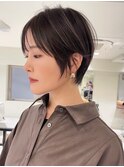 王子ボブ白髪ぼかしハイライトショートボブカット30代40代