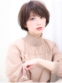 小顔大人かわいい毛先パーマことりベージュ大人ボブショートボブ