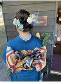 成人式ヘアセット◎ルーズ編み込みアップ　華やかアレンジ♪