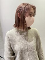 マイル 渋谷(mile)&nbsp;切りっぱなしボブ×ピンクベージュ