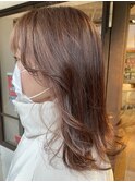 レイヤーカット×オレンジベージュ