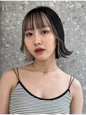 イヤリングカラー前髪インナーカラーピンクベージュバングカラー