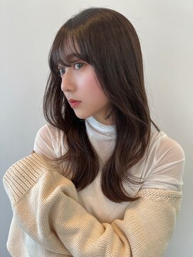 ノク 横浜(nok) 顔まわり_ハッシュカットグレージュデザインカラー