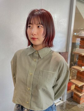 ムク(MUKU) 顔周りレイヤーボブ×レッド