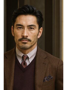 にもう フェザーパーマ/サーフカール/刈り上げセンターパート