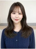 韓国風 セミロング シースルーバング 透明感 艶髪 小顔