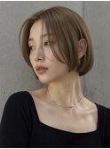 コンパクトシアーボブ/ボブ/前髪なしボブ/マロンベージュ/30代