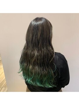 ネオヘアー 曳舟店(NEO Hair) 【裾カラー】グレージュ×ライムグリーン（曳舟）
