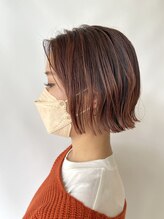 ヘアデザイン ファブロ(hair design FABRO.) ミニボブ/切りっぱなしボブ/チェリーオレンジ －/外ハネ