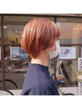 ヒカリス 東三国(HIKARIS) ハイトーンショートボブ☆耳掛けボブ☆オレンジブラウン