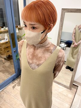 ラミエ バイ メルト 吉祥寺(lamie by melt) "久保田"ハイトーンショートブリーチカラーまるみショート