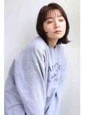 ボブルフネビージュ小顔ワンレン黒髪小顔カット